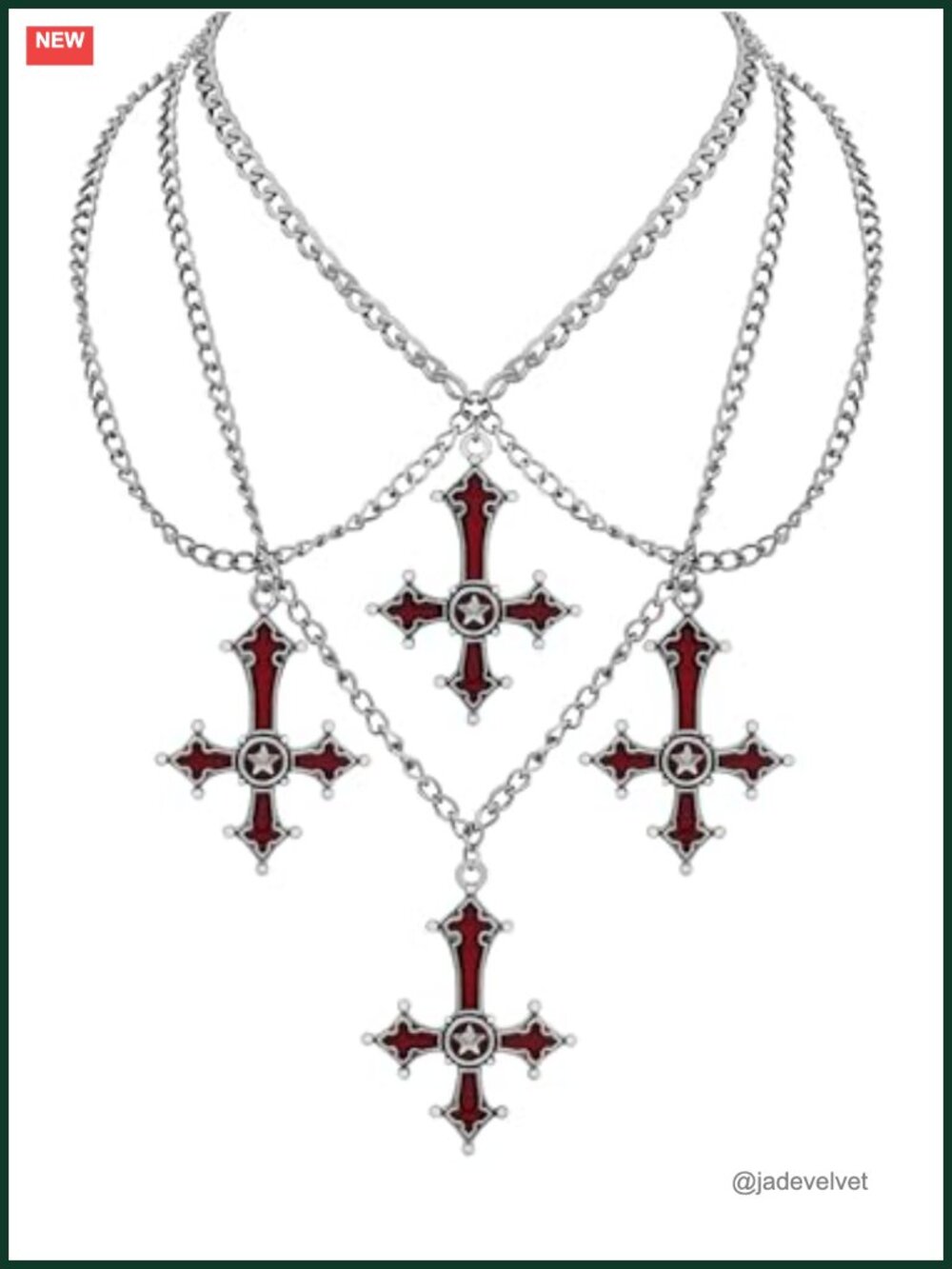 Gothic Cross Choker Necklace Zinc Alloy Stainless Steel Layered